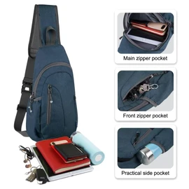 TITECOUGO Small Sling Bag Lightweight Crossbody Bag for Women Men Hiking Backpack Travel Shoulder Bags Chest Daypack for Gym Work Casual Cycling Sports Z1-canvas, Dark Blue