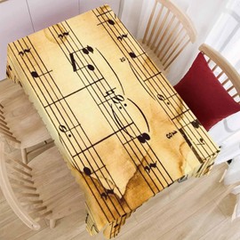 Beabes Tablecloth Music Notes 52 X 70 Inch, Retro Musical Piano Music Sheet Oblong Table Cloths Anti-Shrink Decorative Table Cover for Kitchen Dinning Tabletop Outdoor Picnic BBQ
