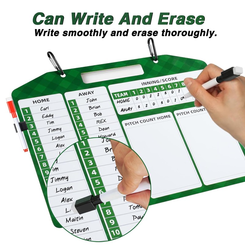 Magnetic Baseball Coach Clipboard, Dry Erase Tactical Baseball Lineup Board,