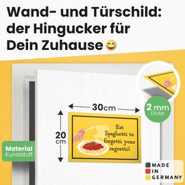DankeDir! Eat Spaghetti - Sign 30 x 20 cm - Door Sign Wall Decoration Saying Sign Funny Saying Wall Sign Birthday Gift - Colleagues Friends Party Decoration Gift Idea