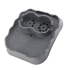 Hot Tub Table Tray,Bar Hot Tub Side Tray Nonslip Side Table with Cup Holders Tray Table,Adjustable Pool Side Table Drainage Holes TPU for Swimming Pool (Grey)