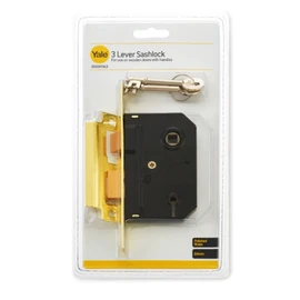 Yale Essentials 2.5 Inch/64 mm 3 Lever Sashlock, Easy Fitting Template and Instructions, Mortice Locks for Internal Doors Provides Door Latching in addition to Lock and Key Door Security, Chrome