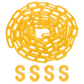 M METERXITY Plastic Barriers Chain, 10Ft Length Yellow Plastic Waterproof Safety Chain Link with S-Shaped Buckle for Crowd Control/Elevator/Parking/Driveway, Caution Barriers Link