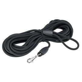 Ferplast Dog Leash SPORT, Long Dog Training Leash, 10m Training Lead, Nylon Cord Leash with Handle and Metal Snap Hook, 10 Meters Long Dog Lead, Black