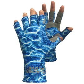 Glacier Glove Islamorada Fingerless Sun Gloves - Small - Blue Water Camo