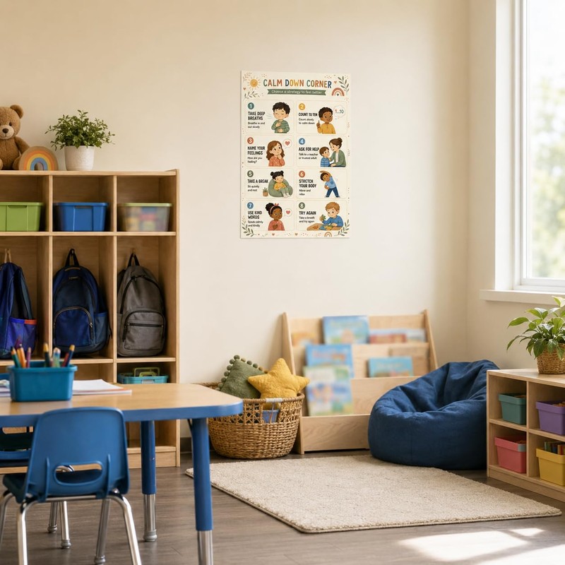 VMXWLL Calm Down Corner Classroom Poster, 12 x 18 Inch