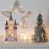 Lighted Water Lantern Church with Nativity Scene and Swirling Glitter,