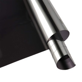 Reflective Window Film Cling Mirror One Way Privacy Window Tint Heat Control Anti UV Solar Film for Home Office Glass See Out Not in, 35.4 Inch x 10 Feet, Black Silver