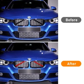 TTCR-II 2PCS Grille Insert Trims Stripe,Front Grille Trim Stripes Cover Compatible with V Brace Covers Grille Cover Guard Accessories for 1 2 3 4 5 6 7 Series,F20 F22 F30 F32 G30 G32 G11 G12(Red)