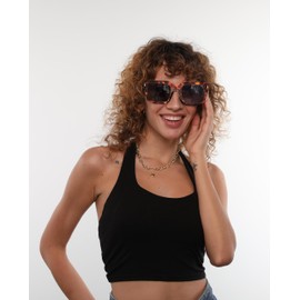 Louriy Vintage Square Sunglasses for Women Men Trendy Retro Sun Glasses Classic Thick Rectangle Frame, Tortoise