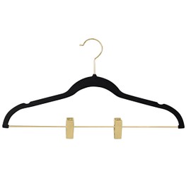 Simplify 6 Pack Velvet Hangers with Clips | Skirt and Pants | Slim Space Saving | Closet Organization | Non-Slip | Prevent Creases | Swivel Neck | Durable | Black