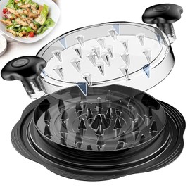 Desmenuzadora de Pollo Desmenuzadora Grande de Pechuga de Pollo Herramienta Giratoria con Cepillo y Tenedor, Máquina Desmenuzadora de Carne Visible, Tira Antideslizante Fuerte, Mango