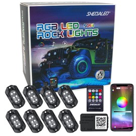 Rock Lights for Trucks, 8 Pods Underglow RGB Neon Lights with App & Remote Control, Music Mode, High Bright Waterproof IP68 Wheel Well Light, Rock Lights Kit for Cars, Trucks Accessorie