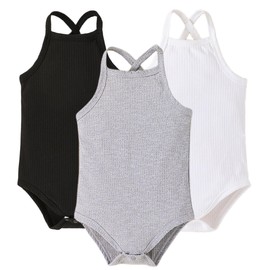 Happy Cherry Baby Unisex Bodysuit Summer Cotton Super Soft Baby Undershirt Baby Clothes with Spaghetti Straps