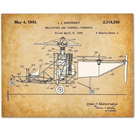 Helicopter Patent - 11x14 Unframed Patent Print - Makes a Great Man Cave Decor and Gift Under $15 for Pilots