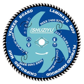 LSHUZIYU 8-1/4"(210MM)-80T, Super Thin Kerf 0.079", Arbor 5/8", Anti-Stick Coating, Circular Saw Blade, FRAMING&Ripping, for Laminate, Veneer Board, Plywood, Hard Wood, MDF and HDF Cutting
