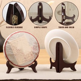 2 PCS Wooden Plate Stands, Wooden Decorative Plate Stand, Wooden Display Stand, for Home Decorations, Picture Frame, Easels, Artwork (20 CM)