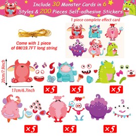party greeting Valentine's Day Monster Craft Kits for Kids, DIY Monster Ornament Bulk Paper Decorative Kit for Preschool Home Class Game Activities
