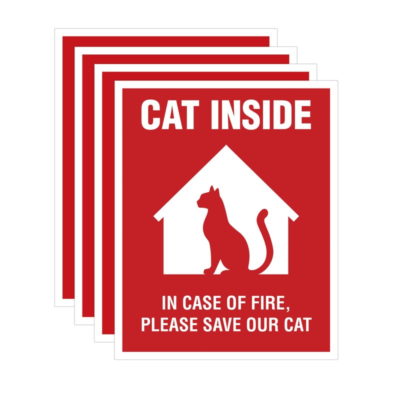 Cat Inside Sticker - 4 Pack - 4x5 inches -