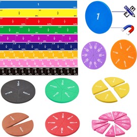 IVOMENT Material Educativo Infantil, Manipulativos de Fracciones, Azulejos y Círculos Magnéticos, Juegos Educativos Aprendizaje Matemáticas, 102 Piezas, EVA