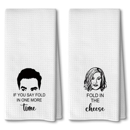 Advivio 2 Pack Fold in The Cheese - Funny Kitchen Dish Cloth Flour Sack Tea Towel, Friends TV Show Merchandise Gift, Birthday Housewarming Gifts for SC Fans