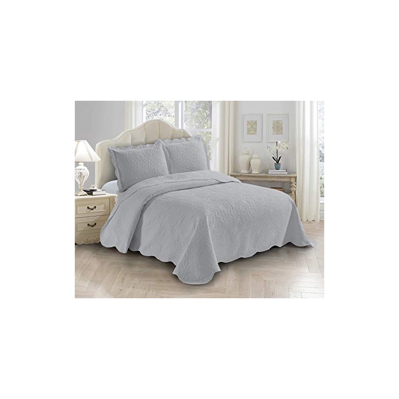 Fancy Linen 3pc Embossed Coverlet Bedspread Set Oversized Bed Cover