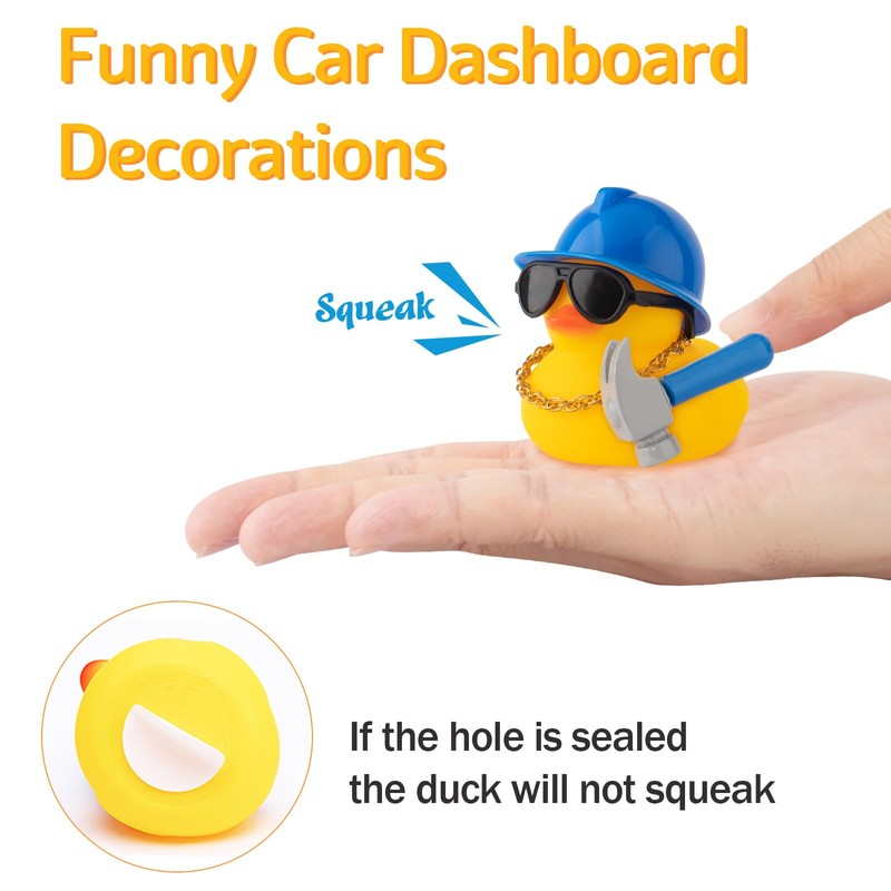 wonuu Car Dashboard Decorations Rubber Ducks, Construction Builder Rubber Ducky