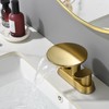 Brushed Gold Bathroom Sink Faucet 3 Hole，Waterfall Bathroom Faucet 4