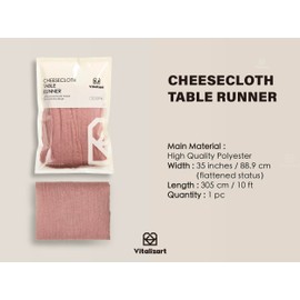 Vitalizart Cheesecloth Table Runner Peach Coral 35 x 120 inches Rustic Gauze Fabric Tablecloth Sheer Boho Wedding Table Cover Cheese Cloth Table Decoration for Festival Party & Birthday & Arch