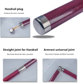 Set of 2 Straight Connectors, 45 mm, Stainless Steel Handrail Connector, Pipe Connector, Connection Sleeve for Railings, Stair Railings, Wooden Handrail