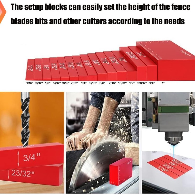 Setup Blocks Height Gauge Set, 15PCS Precision Aluminum Setup Bars