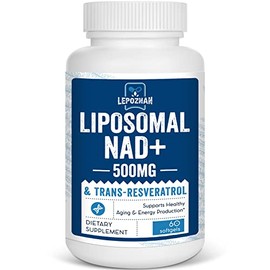 Liposomal NAD+ 500 mg + Trans-Resveratrol 300 mg, Superior Absorption True NAD Supplement Efficient for Cellular Energy Metabolism & DNA Repair, 60 So