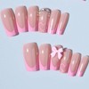 GlamRays 24 Piece French Tip Sticker Nails, Long Coffin Shape,