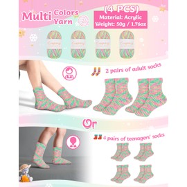 Coopay Sock Loom Knitting Kit for Beginners, Knitting Loom Set with 4 Yarn, Easy-to-Follow Instructions, Learn to Knitting Sock for Adults, Fantastic DIY Gifts Knit Hat, Pink Green Yellow