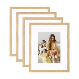 8x10 Picture Frame Set of 4, Displays 5x7 with Mat or 8x10 Without Mat