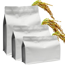 Set of 6 Rice Bags, 5.5 lbs (2.5 kg), 4.5 kg, 18.7 lbs (8.5 kg), Rice Storage Bag (Antioxidant Check Valve) Rice, Refrigerator, Coffee Beans, Storage Bag, Long-term Storage, Zipper Included, Aluminum