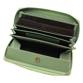 Lupilina Multi-functional Cowhide Leather Long Wallet, Women's, Popular, Large Capacity, Receipt, Neat, Genuine Leather, Zip Around Wallet, Box Shaped Coin Purse, pistachio green
