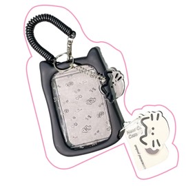 Frilance Shop Commuter Pass Case, Cute Cat Ears, Women's Card Holder, Easy to Use, Shockproof, Multi-functional Storage Type, Monthly Pass Holder, Commuting to Work or School, IC Card, Thin, Vertical