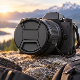 Center Pinch Lens Cap for Camera Lenses – 95mm, 105mm & 112mm Plastic Cover with Retaining Cord