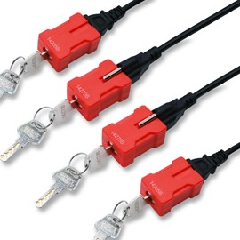 AuRandoo 4PCS Plug Lock Electrical Cord Plug Lockout Device Plug Locking Safety Locks Fits 2 & 3 Prong Plugs Electrical Shutdown Service Keyed Different, 2 Keys