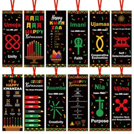 Haooryx Happy Kwanzaa Book Mark - 120Pcs African Traditional Heritage Kwanzaa Festival Gifts Kids Book Reading Lovers Page Holder Marker Clip Accessories School Office Home Teachers Students Men Women