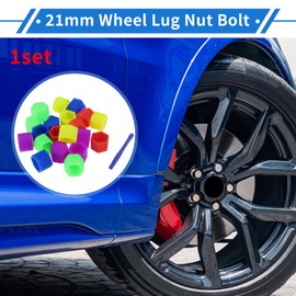 VekAuto Radmutterbolzen 21mm Felgen Reifenmutter Schrauben Staubschutzkappe Abdeckung Mutter Schutz Silikon Bunt Außen mit Entfernungswerkzeug