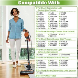 Anicell Filter Replacement for Shark Rocket HV301 HV30126 HV300 HV302 HV292 HV305 HV307 HV310 UV450 CS100 QS302 Ultra Light Corded Stick Vacuum Cleaner, 4 Foam & Felt & Post Filters, Part #XFFV300