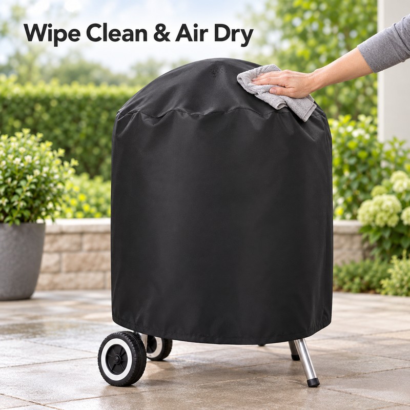 Waterproof BBQ Grill Cover, Black Oxford Fabric Outdoor Gas Grill