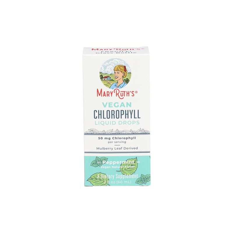 Mary Ruths Clorofila Líquida Vegana con Sabor a Menta, 60
