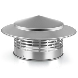Fardtry 6 Inch 304 Stainless Steel Chimney Cap, Round Chimney Cover with Screen, Stove Pipe Topper for Exterior Fireplace Flue, Furnace Vent (Silver)
