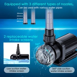 AQQA Controllable Aquarium Water Pump,85W 3200GPH Circulation Make Wave/Feed Mode/20 Options Flow Adjustable, Amphibious Submersible or Land Powerful Return Pump for Saltwater & Freshwater