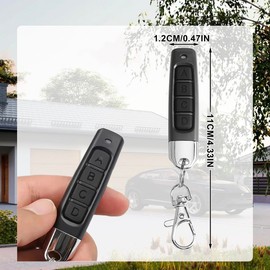 433MHz Universal Garage Door Remote Control - 4-in-1 Wireless Cloning Key Fob for Electric Gates, Roller Shutters, Alarm Systems & Smart Home (Black,2Pcs)