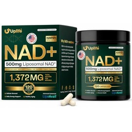 UPLIFE Suplemento NAD+ 1,372 mg de NAD+ liposomal con CoQ10, resveratrol, espermidina, L-teanina, apigenina y PQQ NMNH potenciador alternativo para en