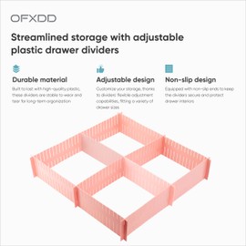 Adjustable Plastic Drawer Dividers Organizers 12 Pcs - Grid Organize Dividers for Storage Socks, Underwear - Household Plastic Dividers for Drawers, Kitchen, Bedroom & Office